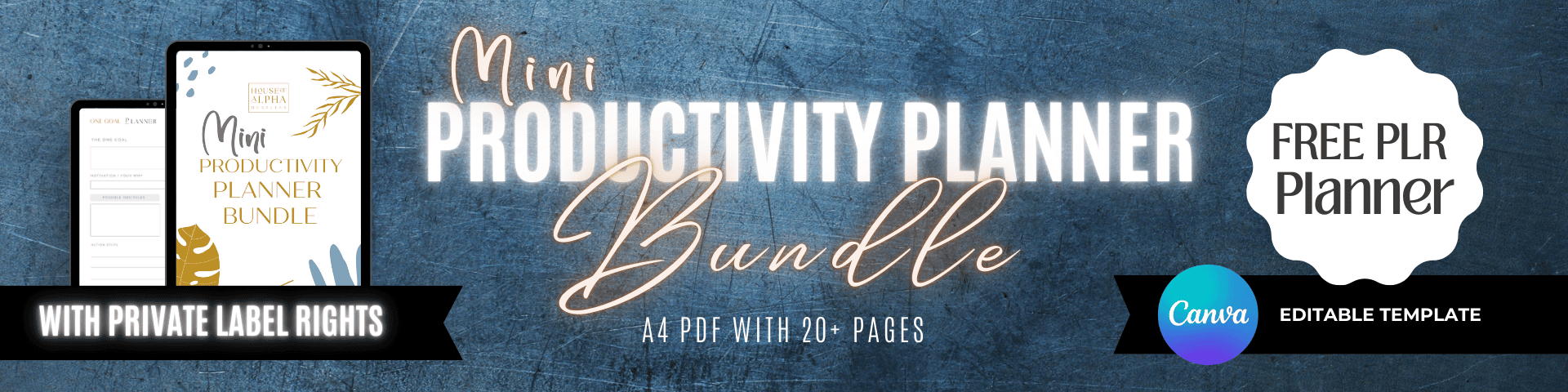 20+ page FREE PLR productivity planner bundle with tools for organizing tasks, goals, and deadlines
