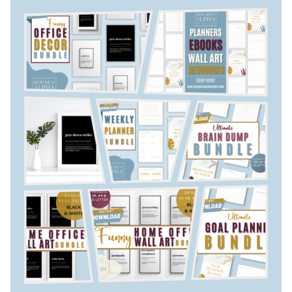 Resources by house of Alpha Hustler - Daily-Planner-Productivity-Planner-Bundle-Goal-Tracker-Habit-Planner